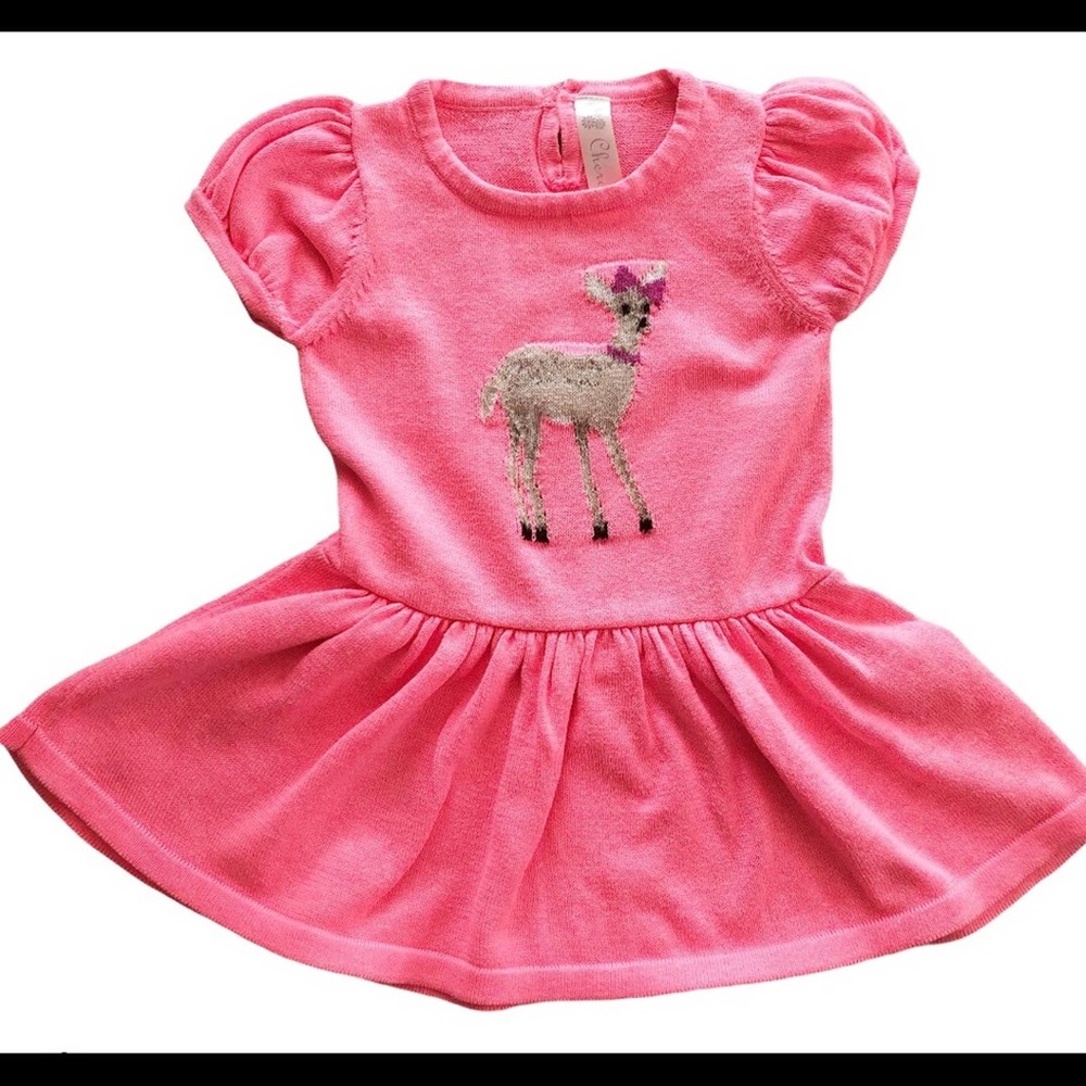 Cherokee Girl’s Deer Sweater Dress Peach 12 months